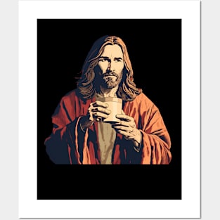 Christian Jesus Drinking Tea Posters and Art